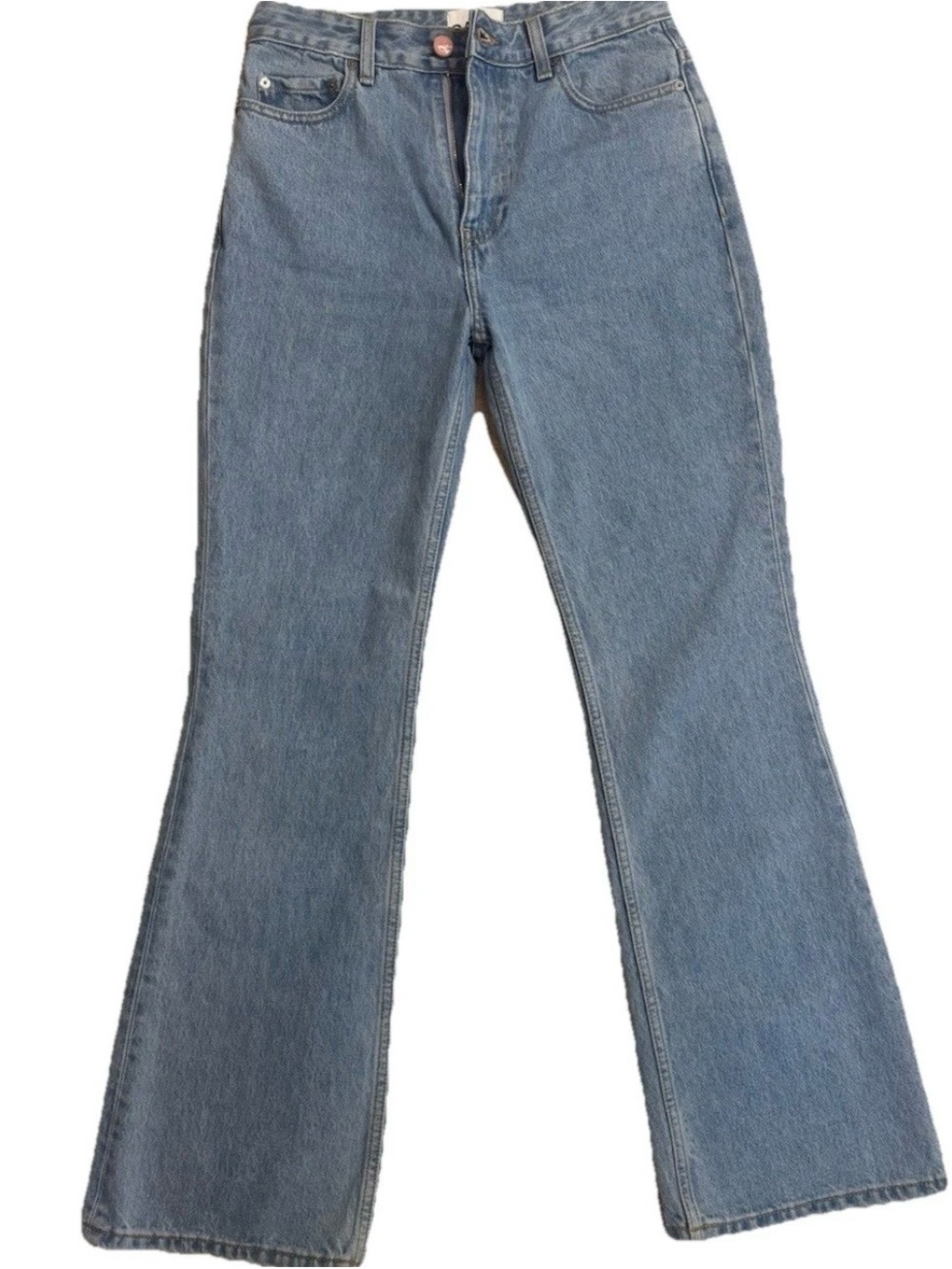 GANNI Womens Jeans Size 26 Light Wash Flare Wide Leg High Rise Denim Cotton